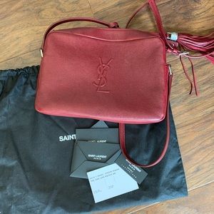 YSL calfskin Small Lou bag 💯 beautiful red